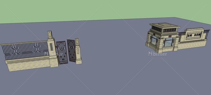 新古典风格小区大门(78644)su模型下载