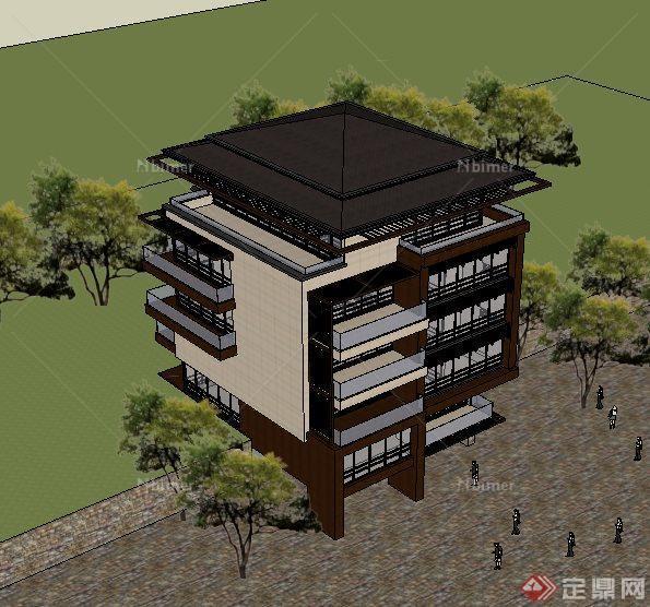 某日式独栋别墅建筑设计SU模型