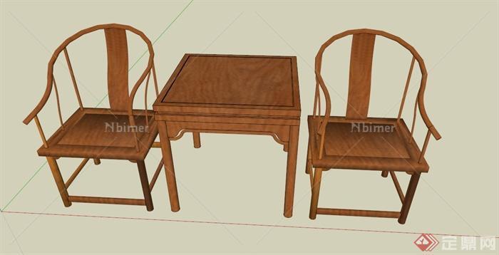 中式木质椅子设计SU模型