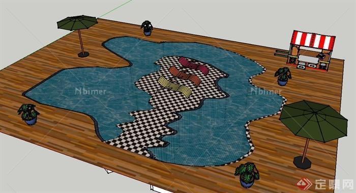 某自然式泳池设计SU模型[原创]