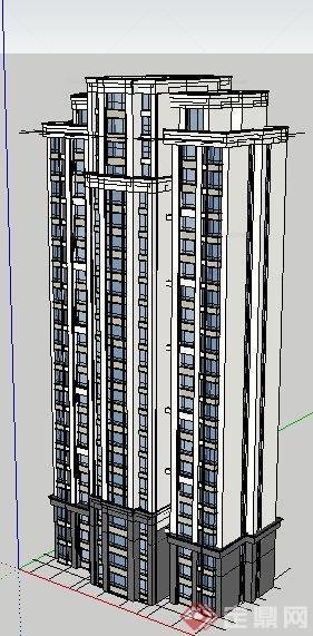 简约风高层住宅楼建筑设计su模型[原创]