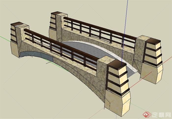 现代风格小拱桥su模型