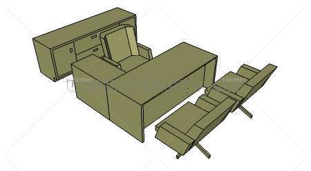 sketchup办公桌椅组合模型