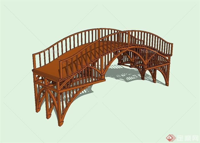 现代风格独特精致景观木桥设计su模型[原创]