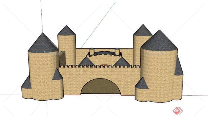 某欧式古典风格城堡建筑设计SU模型