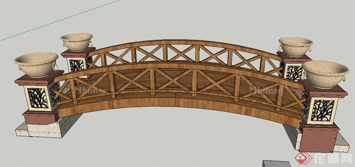 某园林景观园桥设计SU模型素材7