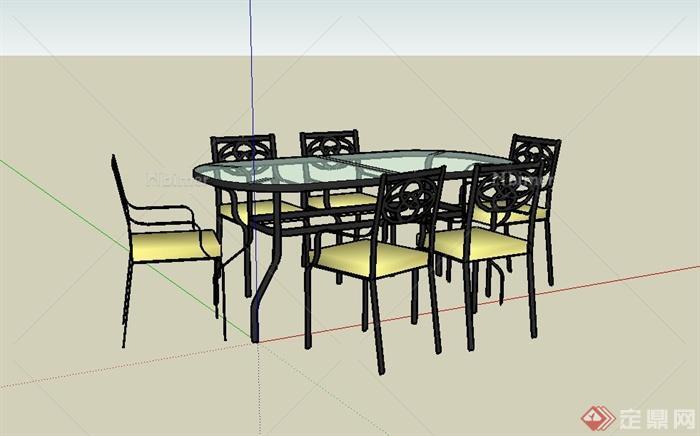 某欧陆玻璃桌、椅子设计su模型