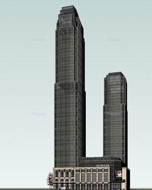 超高层酒店＋办公综合体建筑设计方案su模型（带