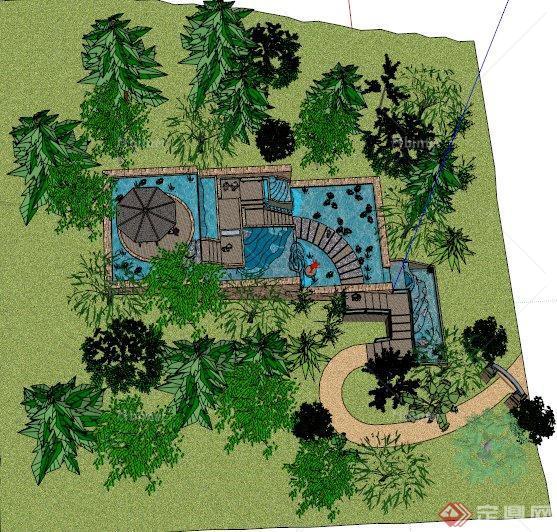 某园林花园景观设计模型SU格式