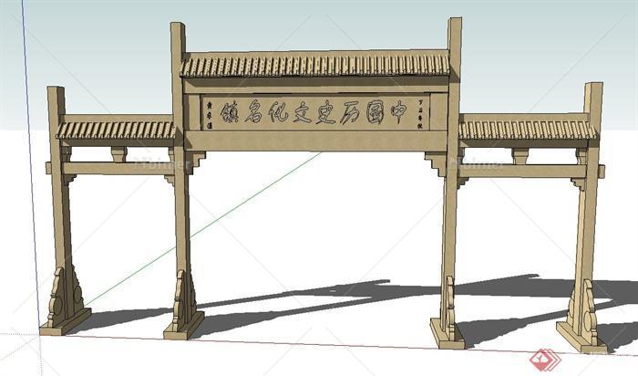 古典中式风格木质牌坊设计SU模型