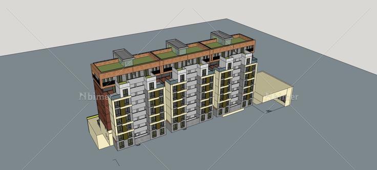 现代小高层商业住宅楼(82321)su模型下载
