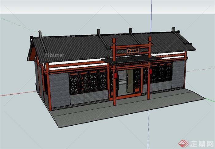 中国古典中式风格公共厕所建筑设计su模型[原创]