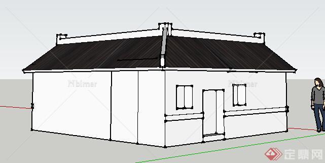 现代风格单层住宅建筑设计SU模型