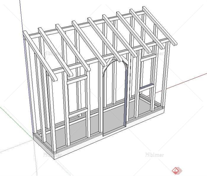 某植物棚房建筑框架设计SU模型