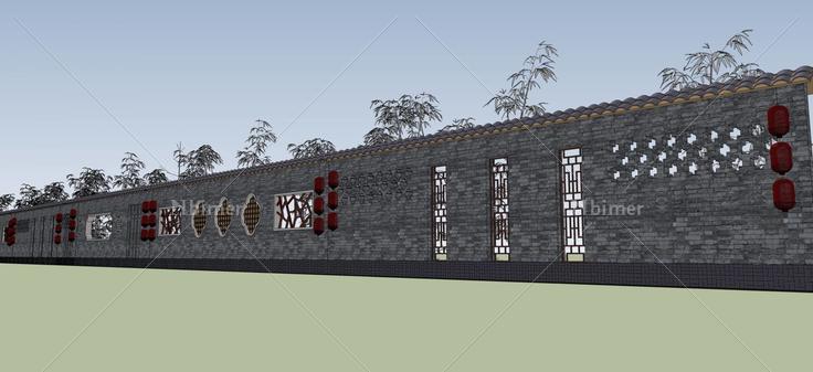古建围墙(43248)su模型下载