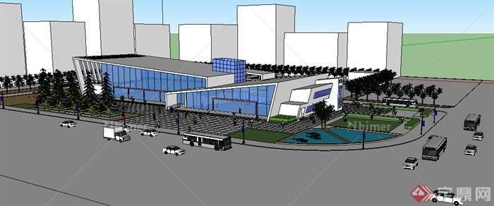 现代风格客运站建筑设计su模型