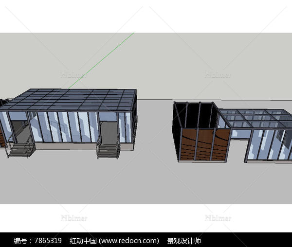 阳光房钢结构地库口草图大师SU模型