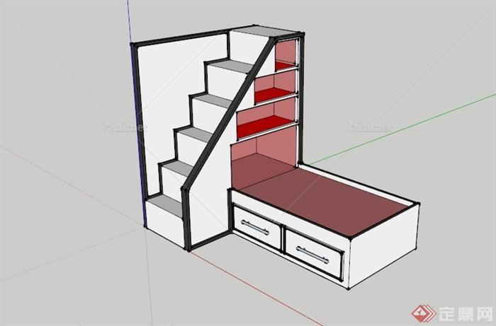 室内设计储物楼梯设计SU模型