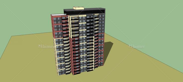 现代高层住宅楼(79351)su模型下载