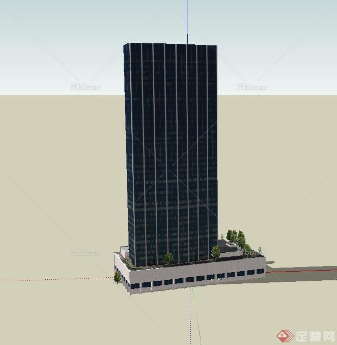 现代某高层经融办公楼建筑设计SU模型