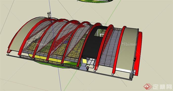 某现代植物草场培植大棚设计SU模型