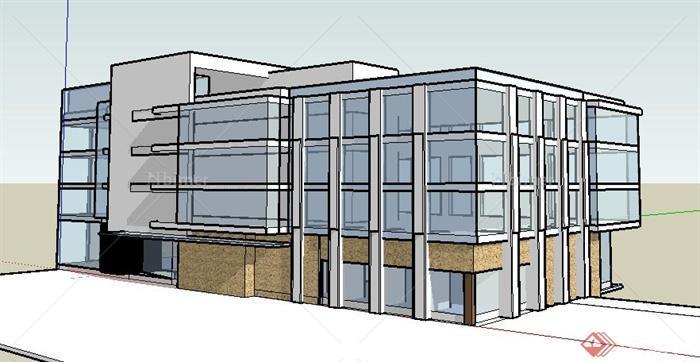 现代某四层办公楼建筑设计su模型