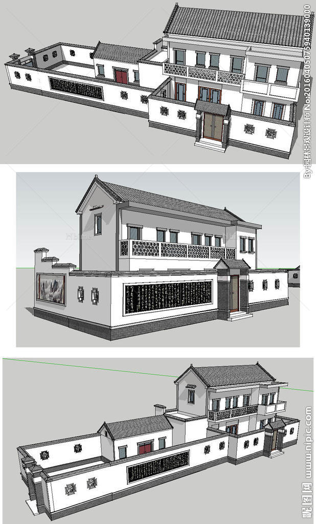 徽派建筑草图大师SU模型图片