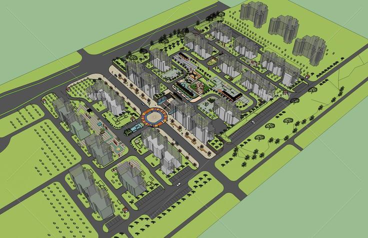 小区景观(39241)su模型下载