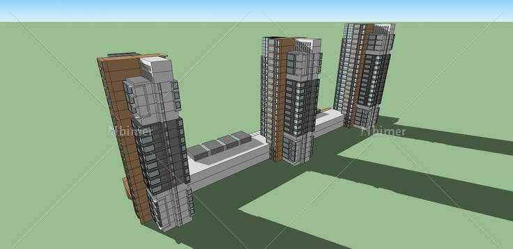 现代高层住宅楼及商业(33898)su模型下载