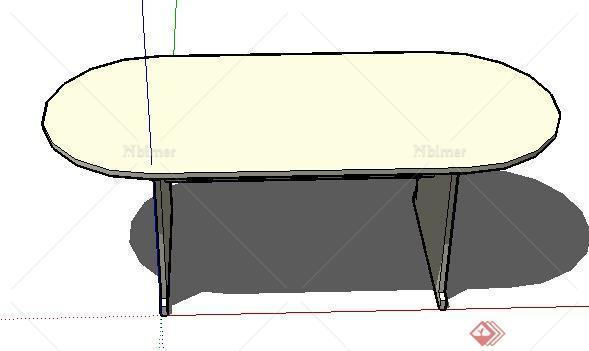 一张椭圆型桌子办公桌会议桌SU模型