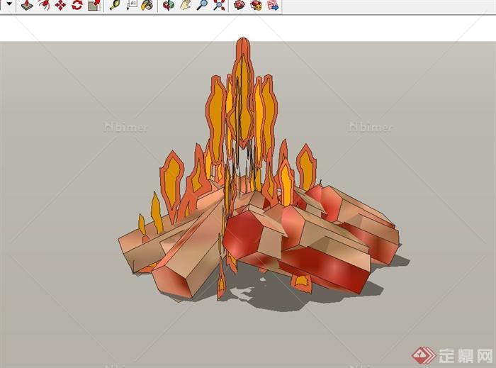 现代燃烧的火柴小品设计su模型[原创]