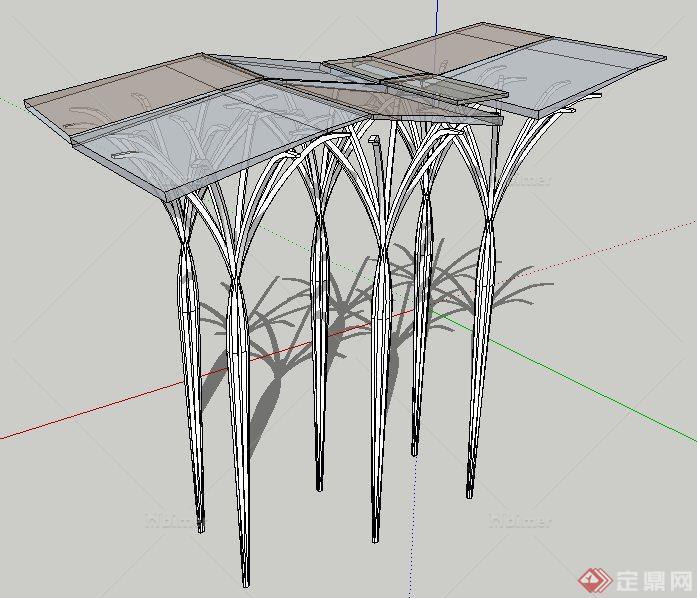 现代简约景观高廊架设计su模型