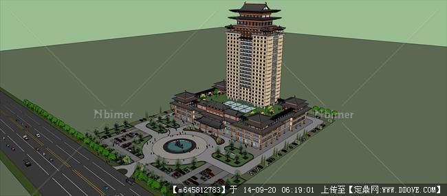 Sketch Up 精品模型----仿唐代酒店建筑方案设计