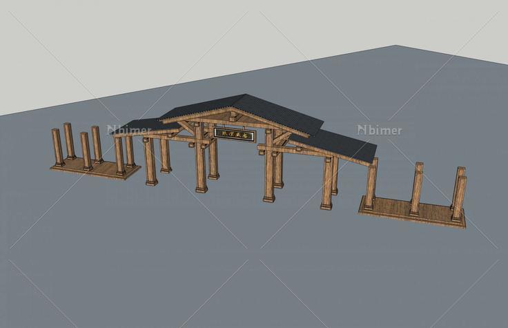 中式--大门(39523)su模型下载