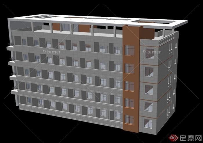 现代简约6层教学楼建筑设计su模型