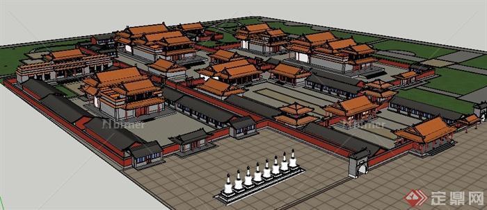 大召寺庙建筑SU模型