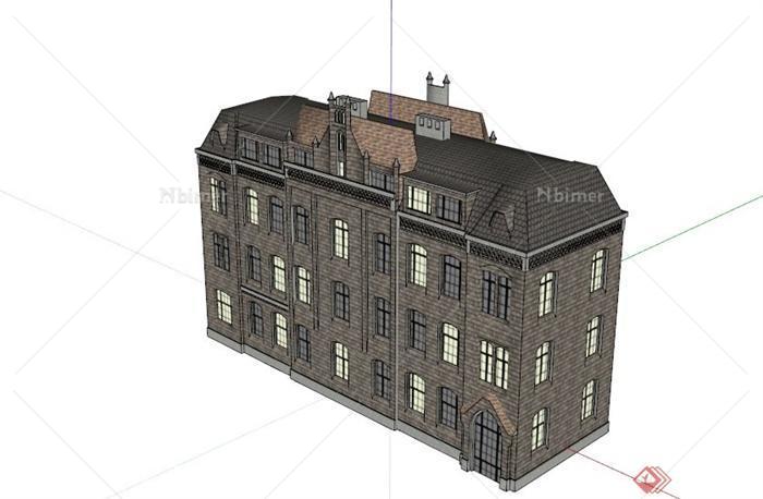 古典欧式三层住宅楼SU模型