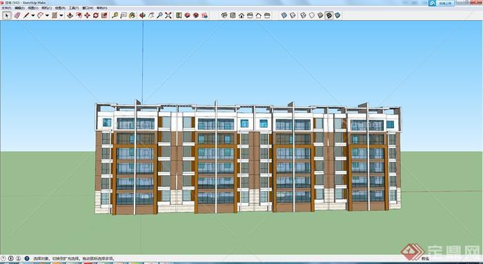 某地现代风格住宅建筑设计方案SU模型7