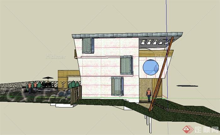 某室外多层特色别墅建筑设计SU模型