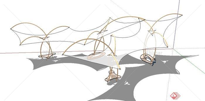 现代风格不规则张拉膜设计su模型