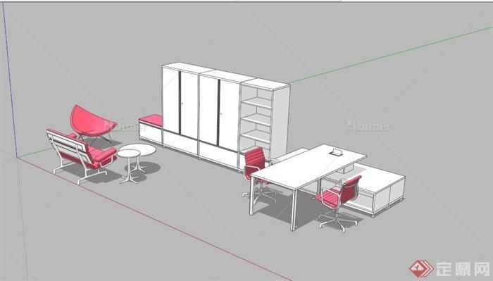 现代办公室家具设计SU模型[原创]