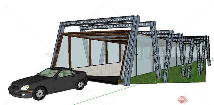 现代风格停车场出入口设计su模型