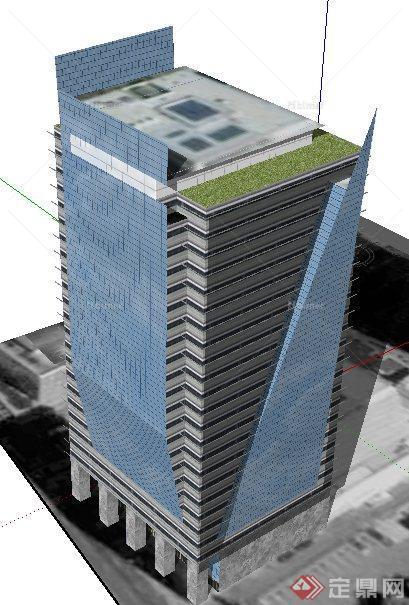 现代风格高层写字楼办公楼建筑设计su模型