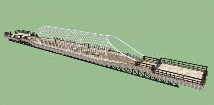 钢结构景观拉索桥(101918)su模型下载