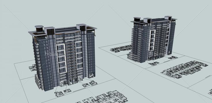 现代高层住宅楼(33763)su模型下载