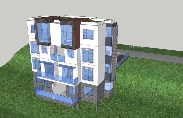 现代叠拼别墅(53197)su模型下载