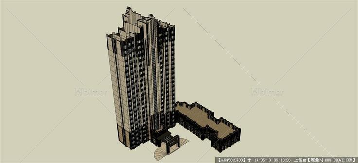 Sketch Up 精品模型---新古典风格高层住宅带底商