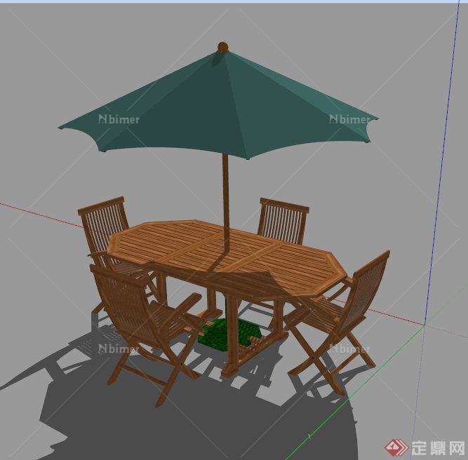 庭院伞桌椅设计SU模型