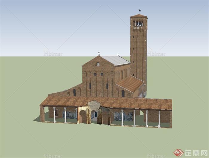 某欧式风格多层天主教堂建筑设计SU模型