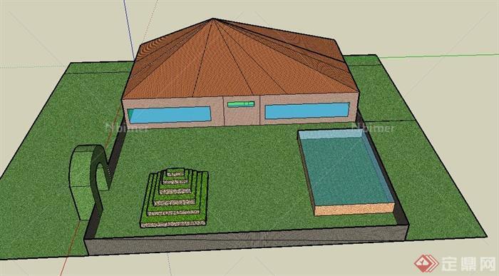 某东南亚特殊住宅建筑景观设计SU模型